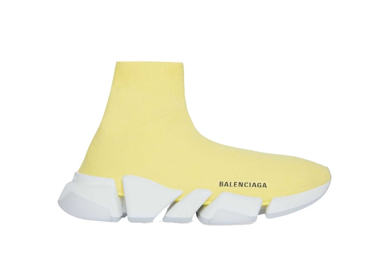 Balenciaga Speed 2.0 Recycled Knit Transparent Sole Yellow Women S Kicks Machine