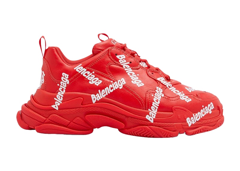 Balenciaga Triple S All Over Tomato Red White Kicks Machine