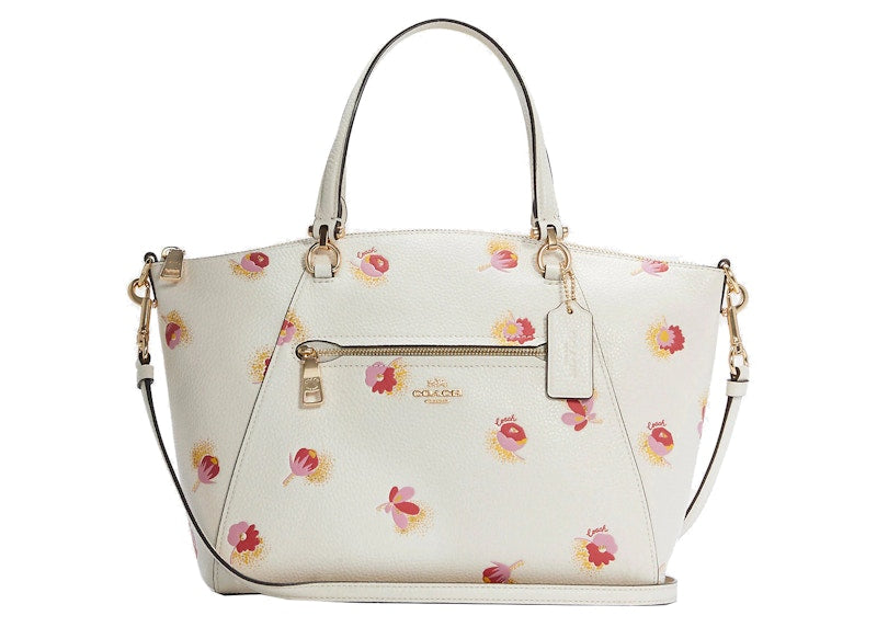 Coach Prairie Top Zip Satchel Crossbody Bag Floral Print Chalk Multi Kicks Machine