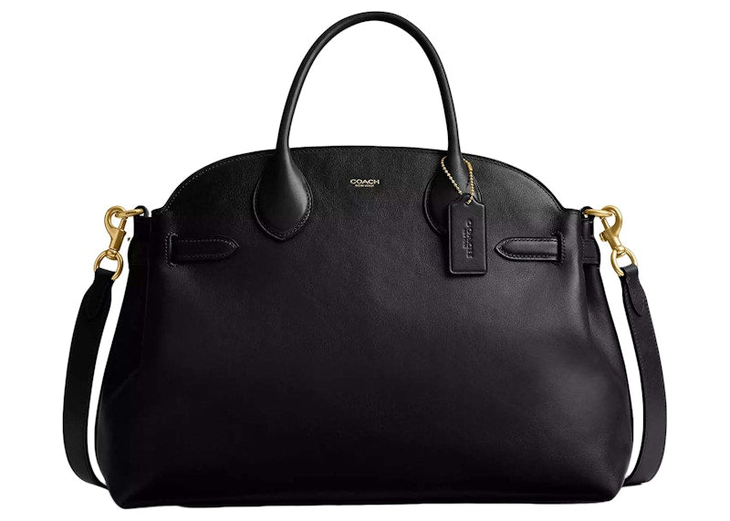 Coach Brass/Black Pebble sold Leather/Smooth Leather Satchel