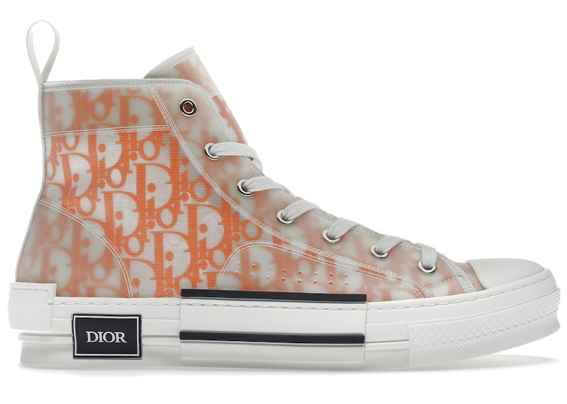 Dior B23 High Orange Oblique Canvas Kicks Machine