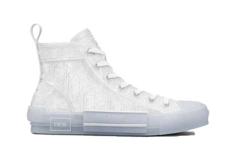 Dior B23 High Top White Raised Oblique Kicks Machine