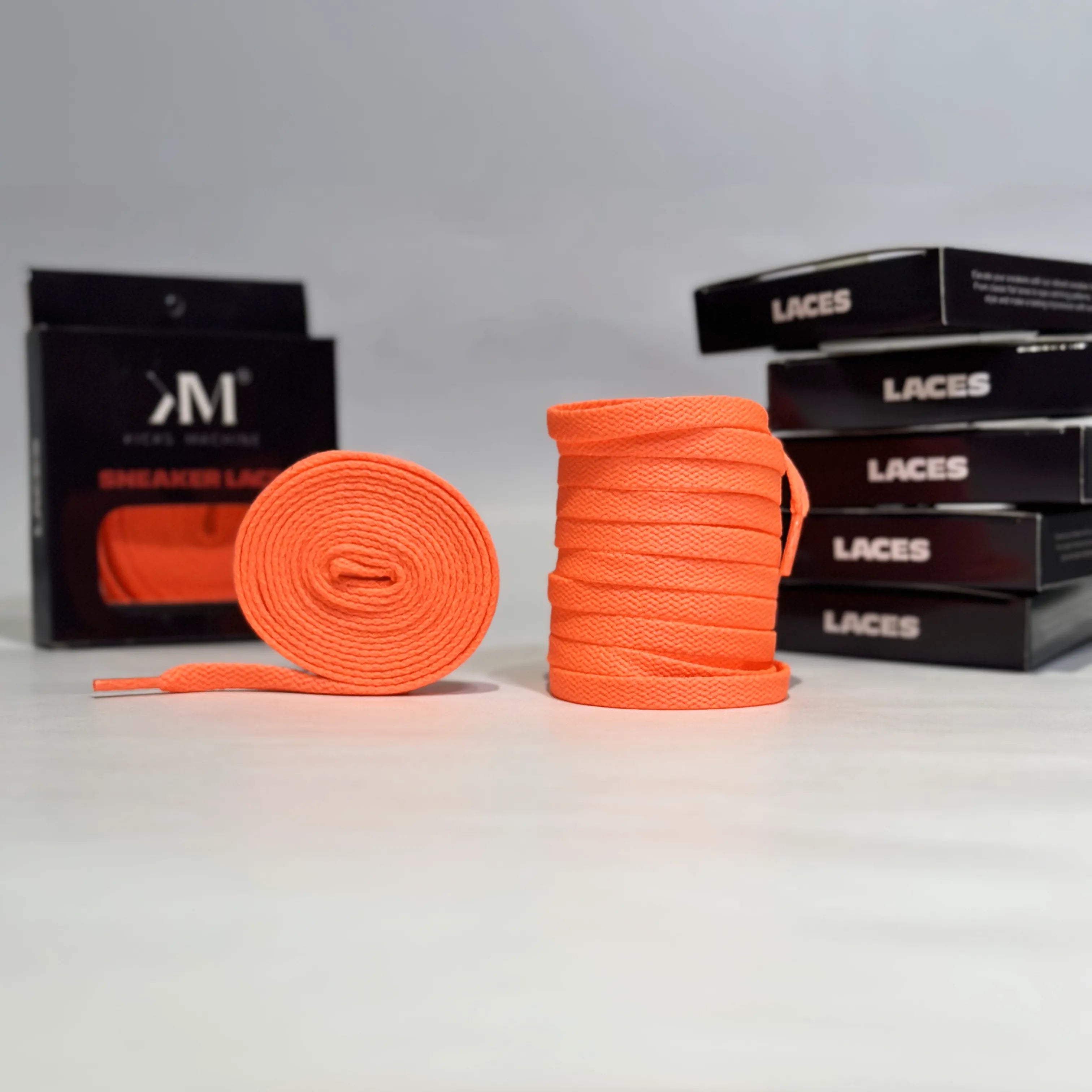 Flat Sneaker Laces Fluorescent Orange Jordan laces AJ1 Laces Kicks Machine