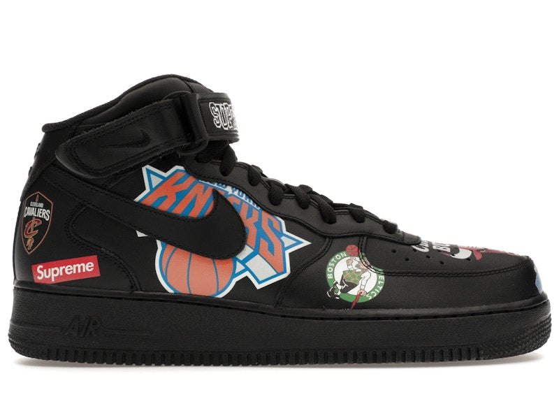 Nike Air Force 1 Mid Supreme Nba Black Kicks Machine