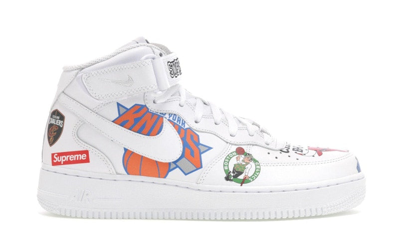 Nike Air Force 1 Mid Supreme Nba White Kicks Machine