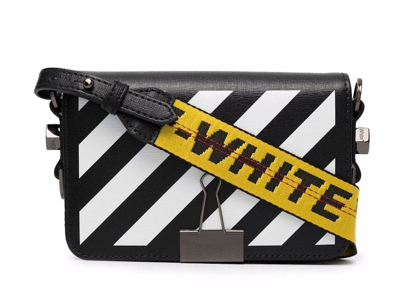 Off White Binder Clip Bag Ss22 Mini Diag Stripe Black White Yellow Kicks Machine