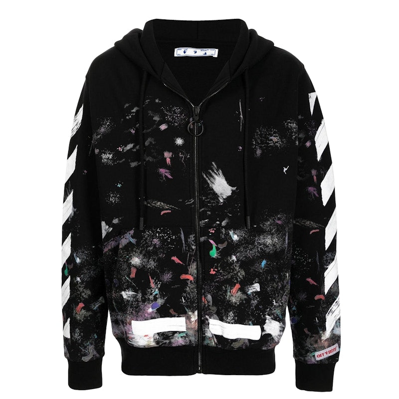 Off White Galaxy Brushed Zip Up Hoodie Black Kicks Machine