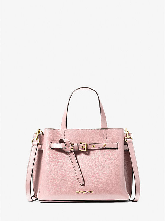 Emilia Small Pebbled Leather Satchel Powder Blush