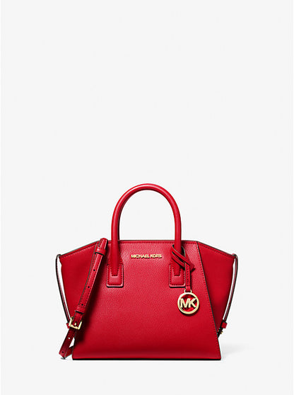 Avril Small Leather Top-Zip Satchel Bright Red