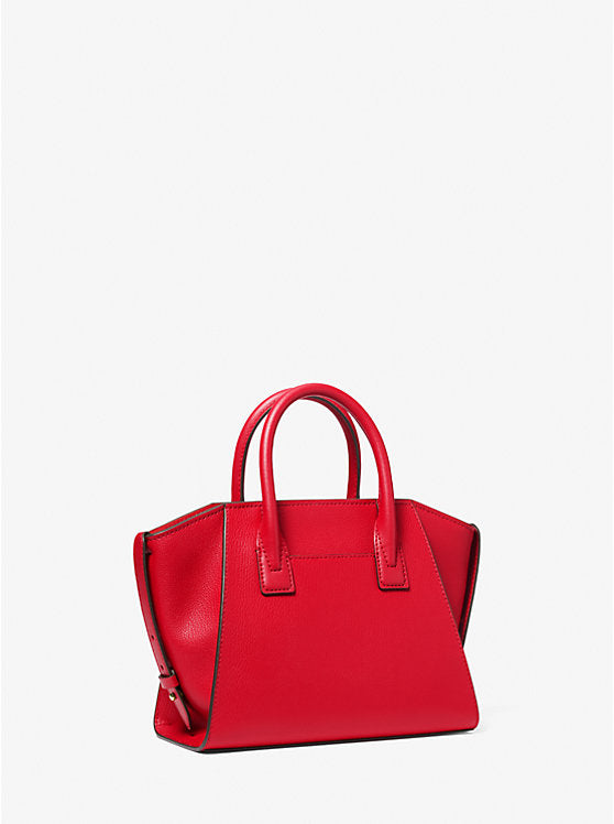 Avril Small Leather Top-Zip Satchel Bright Red