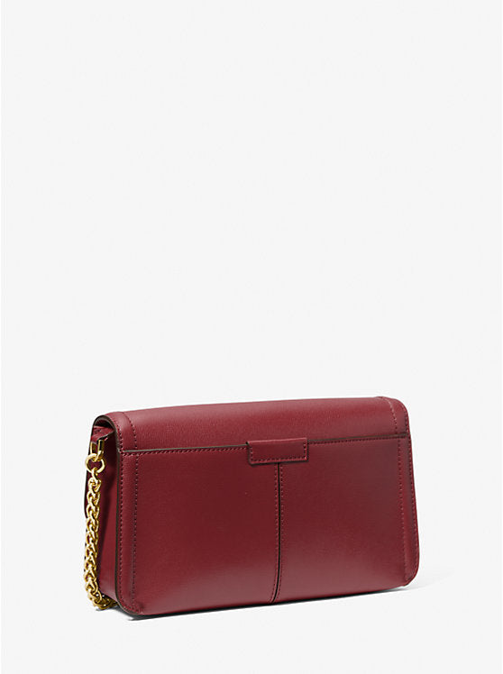 Sonia Medium Leather Shoulder Bag Dark Cherry