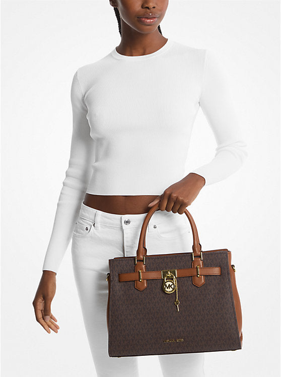 Hamilton Medium Logo Satchel Brown