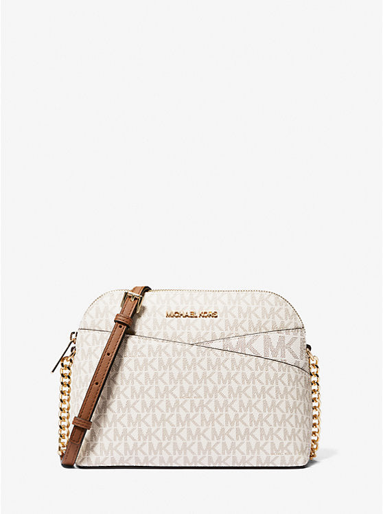 Jet Set Travel Medium Logo Dome Crossbody Bag Vanilla