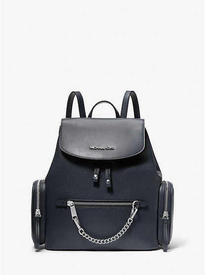 Jet Set Medium Pebbled Leather Backpack Navy