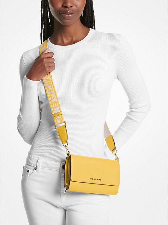 Jet Set Large Leather Crossbody Bag Daisy Yellow