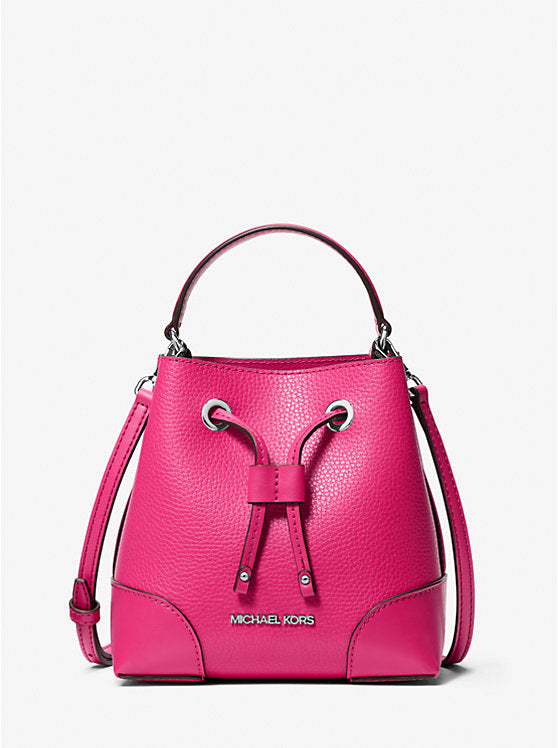 Mercer Small Pebbled Leather Bucket Bag Dragonfruit