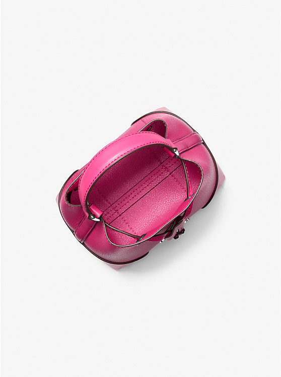 Mercer Small Pebbled Leather Bucket Bag Dragonfruit