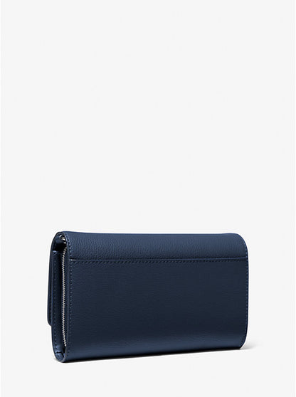 Jet Set Large Leather Crossbody Bag Navy