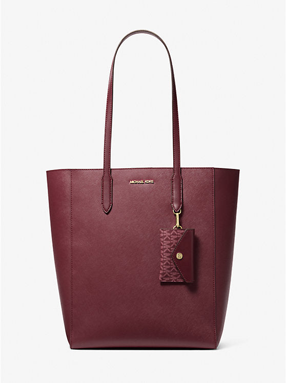 Vincent Large Saffiano Leather Tote Bag With Card Case Oxblood