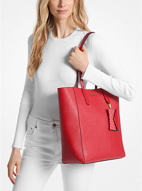 Vincent Large Saffiano Leather Tote Bag With Card Case Bright Red