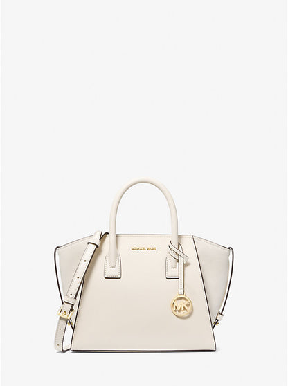 Avril Small Pebbled Leather Satchel Lt Cream