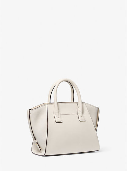 Avril Small Pebbled Leather Satchel Lt Cream