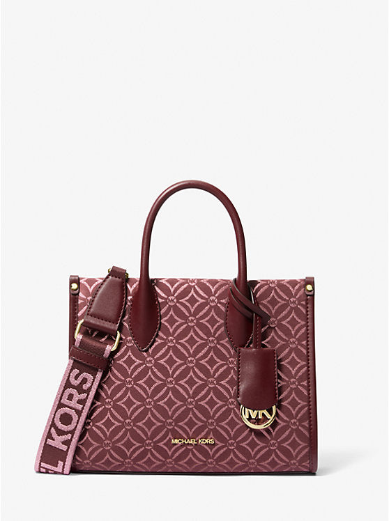 Mirella Small Metallic Logo Jacquard Crossbody Bag Oxblood Mlti