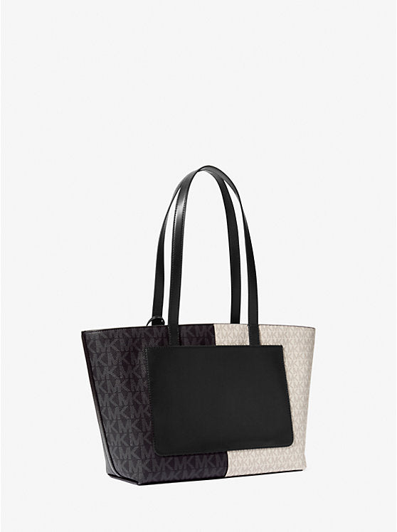 Jet Set Medium Two-Tone Logo Tote Bag Black Combo