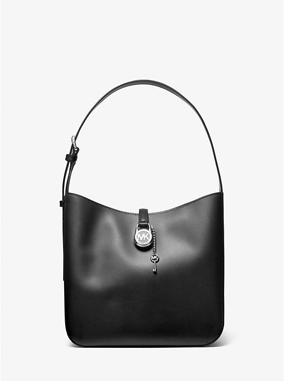 Lyra Small Leather Shoulder Bag Black