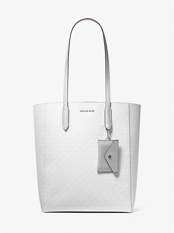 Vincent Large Logo Tote Bag With Card Case Silver