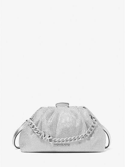 Nola Small Crystal Embellished Metallic Crossbody Bag Silver