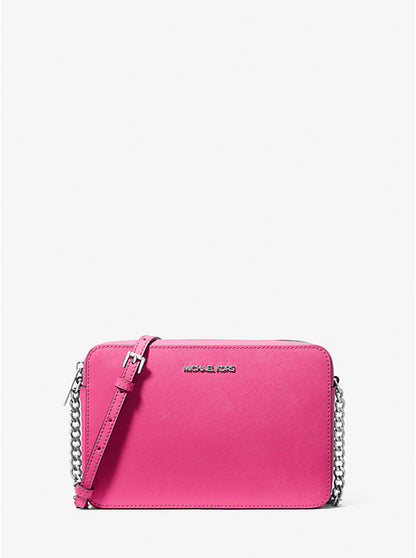 Jet Set Large Saffiano Leather Crossbody Bag Dragonfruit