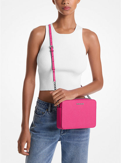 Jet Set Large Saffiano Leather Crossbody Bag Dragonfruit