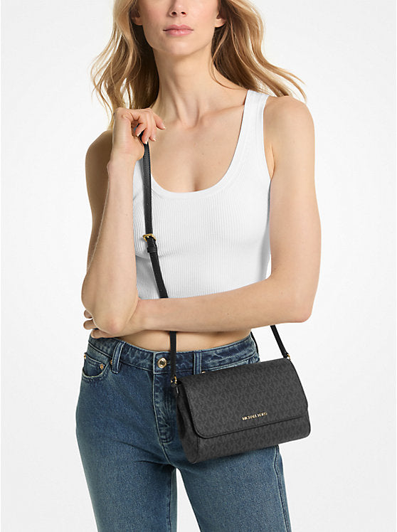 Medium Logo Convertible Crossbody Bag Black