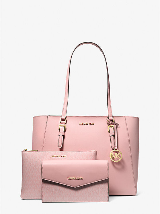 Charlotte Large Saffiano Leather 3-in-1 Tote Bag Powder Blush