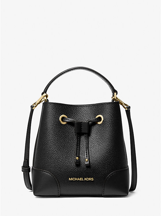 Mercer Small Pebbled Leather Bucket Bag Black