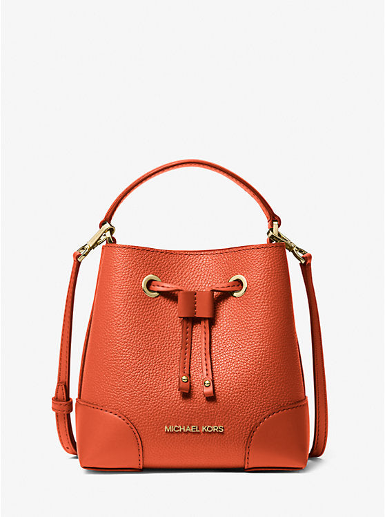 Mercer Small Pebbled Leather Bucket Bag Red Clay