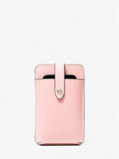 Saffiano Leather Smartphone Crossbody Bag Powder Blush