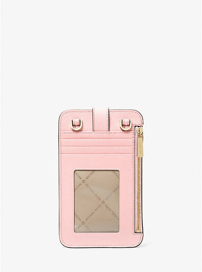 Saffiano Leather Smartphone Crossbody Bag Powder Blush