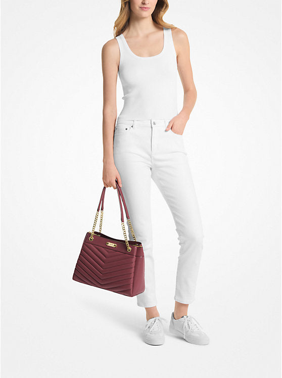 Whitney Medium Quilted Tote Bag Oxblood