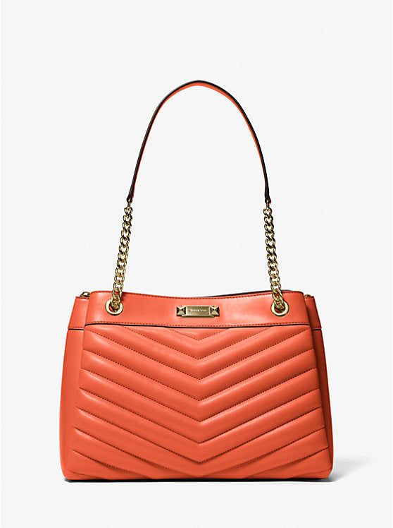 Whitney Medium Quilted Tote Bag Red Clay