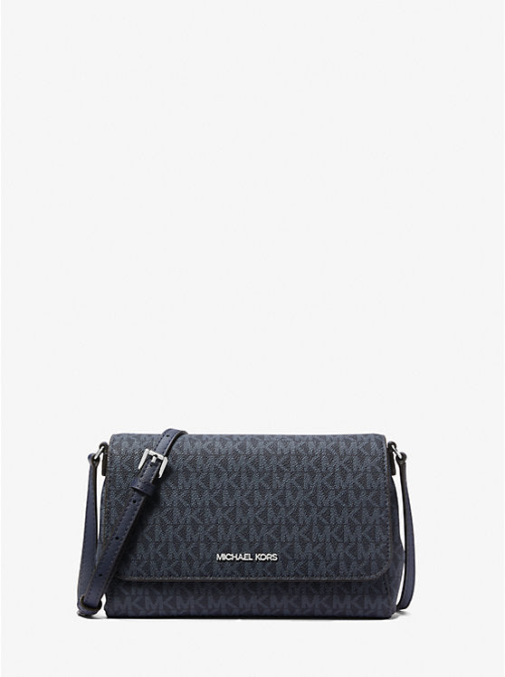 Medium Signature Logo Convertible Crossbody Bag Navy