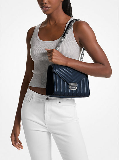 Whitney Medium Quilted Shoulder Bag Navy