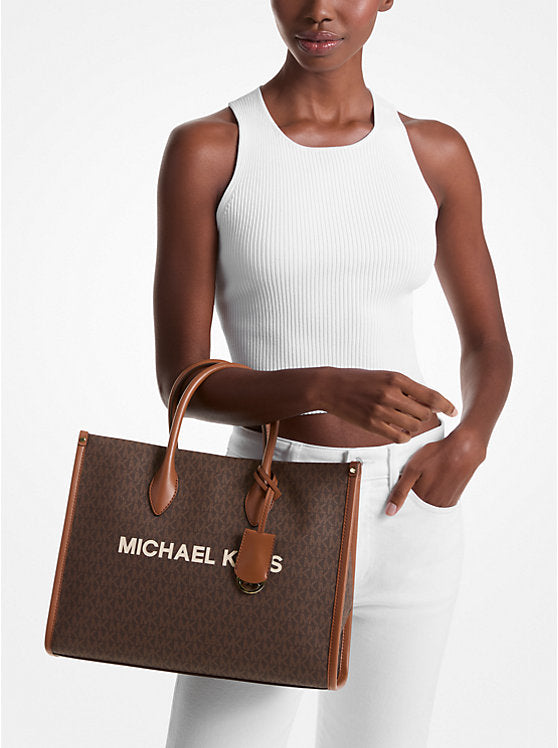 Mirella Medium Signature Logo Tote Bag Brown