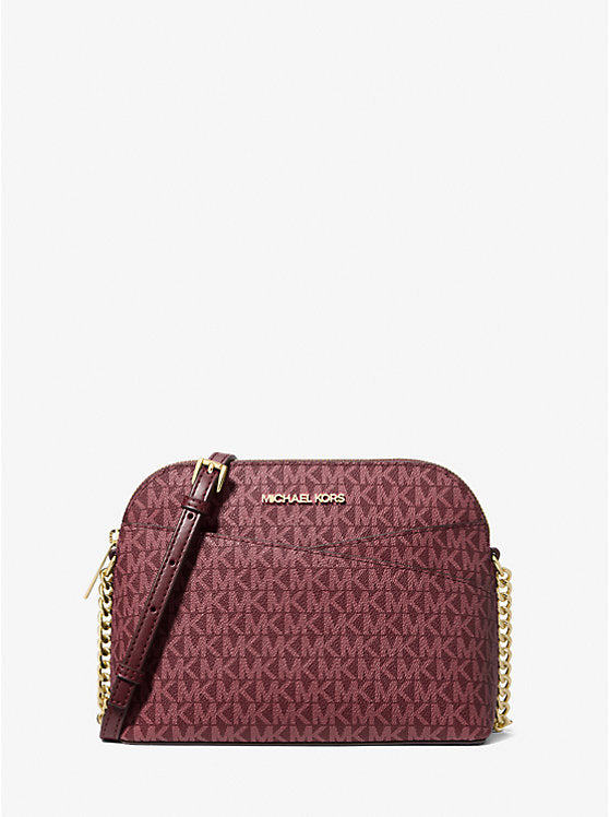 Jet Set Travel Medium Signature Logo Dome Crossbody Bag Oxblood