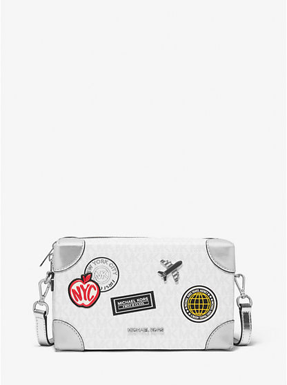 Jeanie Small Embellished Signature Logo Crossbody Bag Optic White