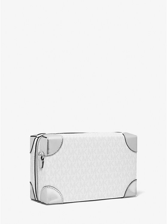 Jeanie Small Embellished Signature Logo Crossbody Bag Optic White