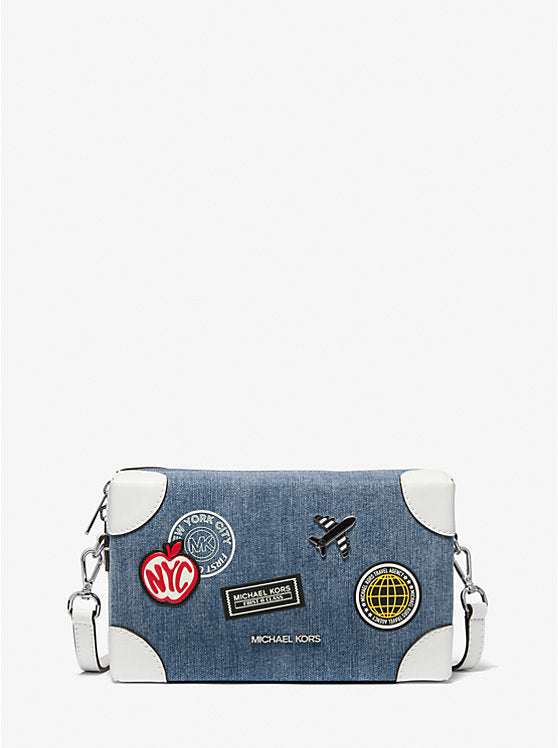 Jeanie Small Embellished Denim Crossbody Bag Denim