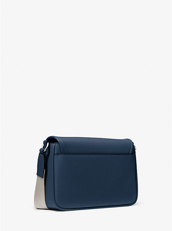 Bradshaw Medium Leather Messenger Bag Navy