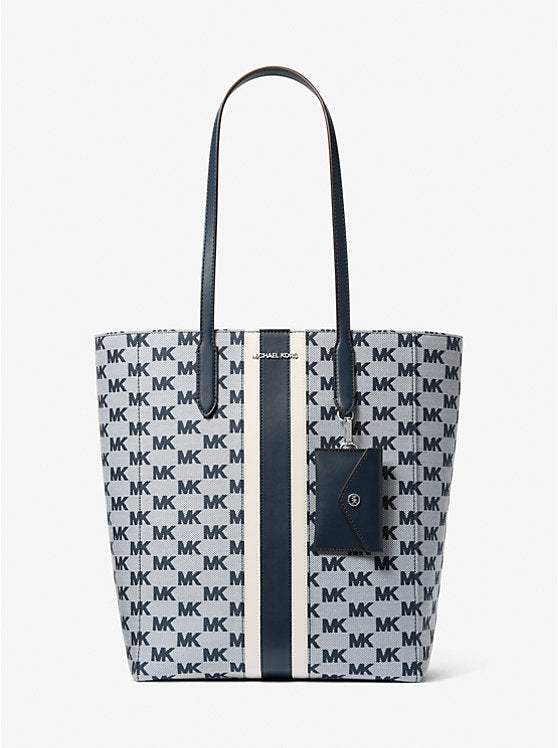 Vincent Large Logo Jacquard Tote Bag with Card Case Navy